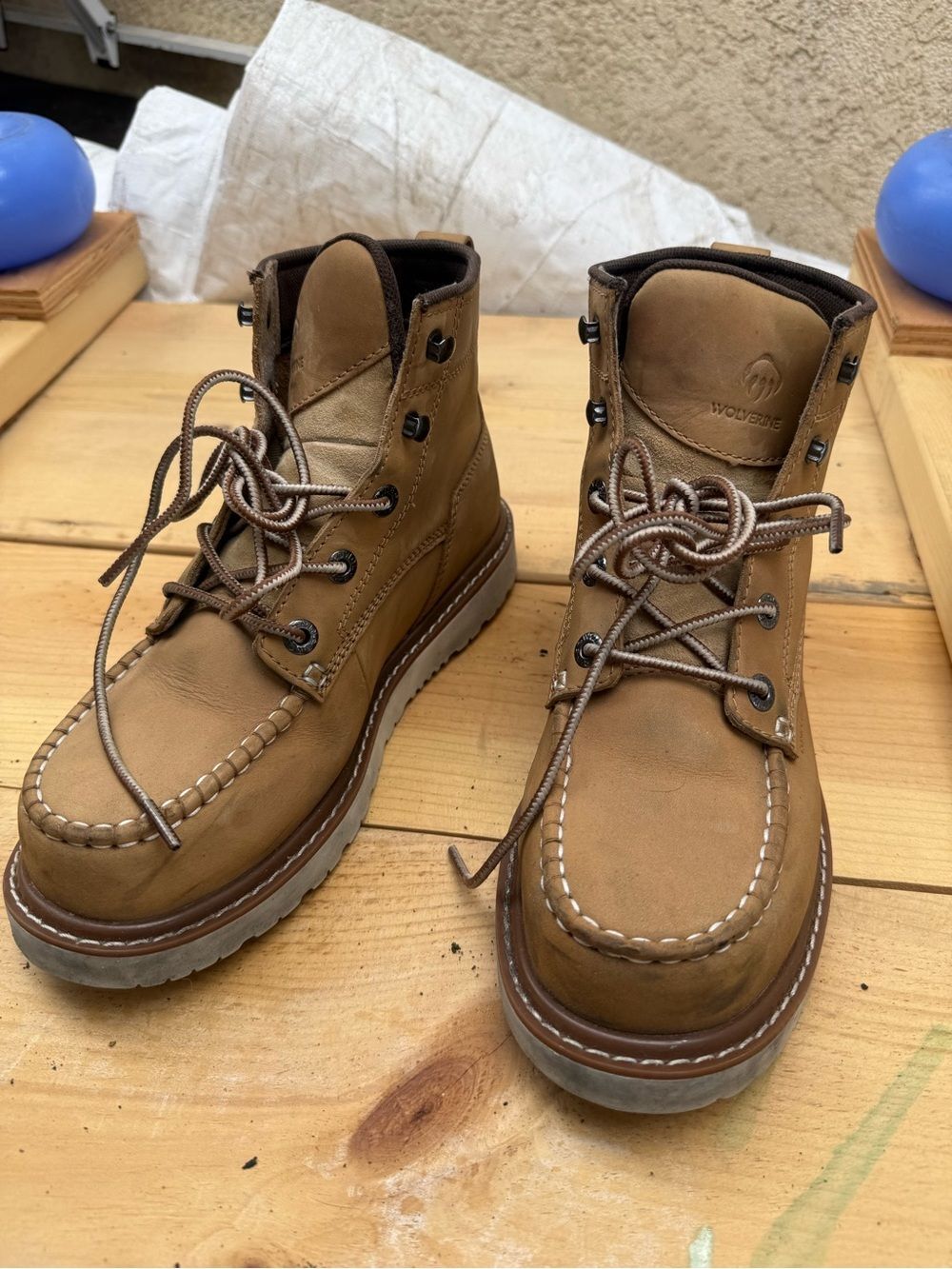 Mens Wolverine Composite Toe Moc Toe Work Boots Brown Leather Size 6M